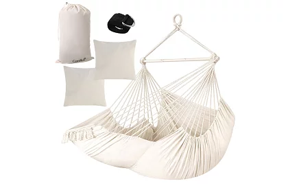 Záhradné závesné kreslo BOHO 2 v 1 – béžové