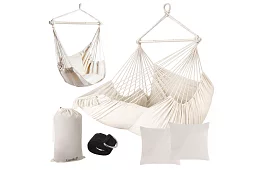 Záhradné závesné kreslo BOHO 2 v 1 – béžové