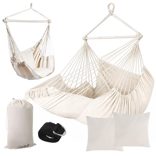 Záhradné závesné kreslo BOHO 2 v 1 – béžové