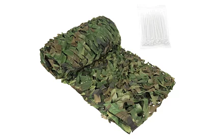 Vojenská maskovacia sieť 3x6 metrov + 100 sťahovacích pásikov