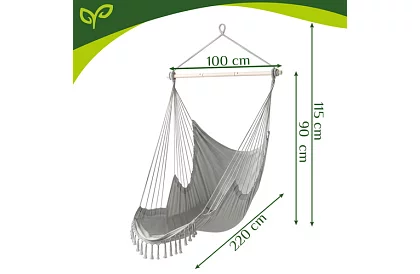 Záhradné závesné kreslo BOHO 2 v 1 - šedé