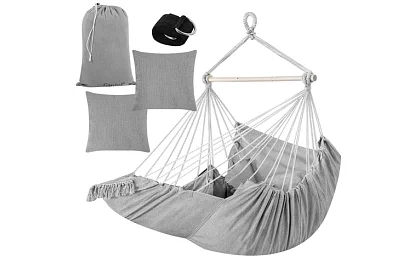 Záhradné závesné kreslo BOHO 2 v 1 - šedé