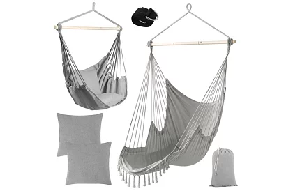 Záhradné závesné kreslo BOHO 2 v 1 - šedé