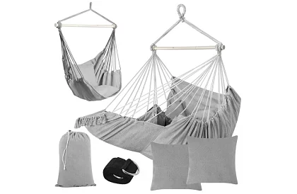 Záhradné závesné kreslo BOHO 2 v 1 - šedé