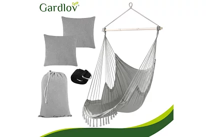 Záhradné závesné kreslo BOHO 2 v 1 - šedé