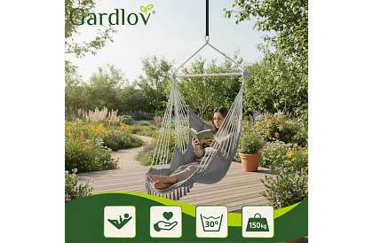 Záhradné závesné kreslo BOHO 2 v 1 - šedé