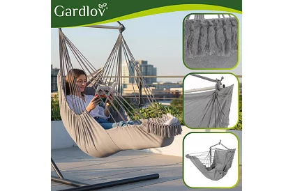 Záhradné závesné kreslo BOHO 2 v 1 - šedé