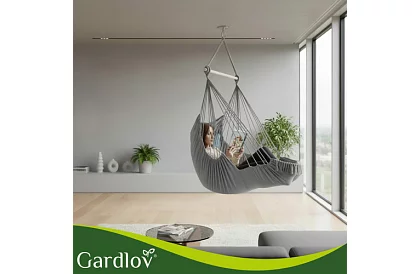 Záhradné závesné kreslo BOHO 2 v 1 - šedé