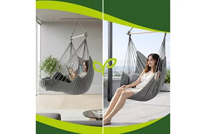 Záhradné závesné kreslo BOHO 2 v 1 - šedé