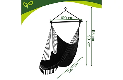 Záhradné závesné kreslo BOHO 2 v 1 - čierne