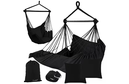 Záhradné závesné kreslo BOHO 2 v 1 - čierne