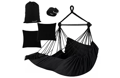 Záhradné závesné kreslo BOHO 2 v 1 - čierne