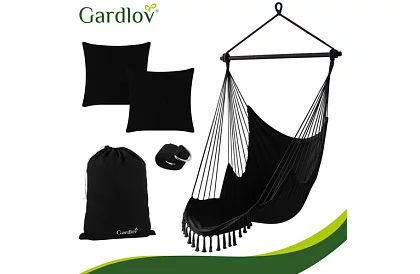 Záhradné závesné kreslo BOHO 2 v 1 - čierne