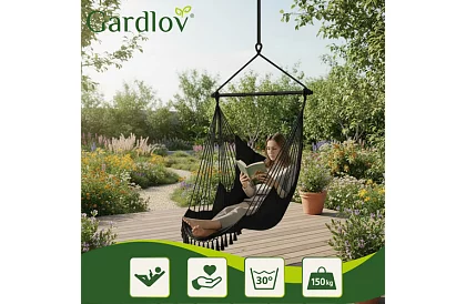 Záhradné závesné kreslo BOHO 2 v 1 - čierne