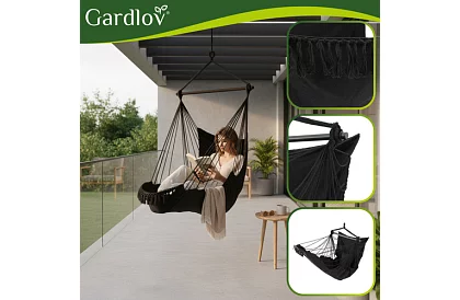Záhradné závesné kreslo BOHO 2 v 1 - čierne