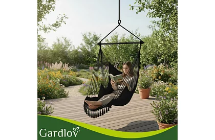Záhradné závesné kreslo BOHO 2 v 1 - čierne