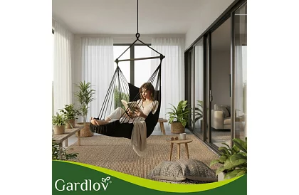 Záhradné závesné kreslo BOHO 2 v 1 - čierne