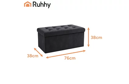 Sametový skladací úložný taburet 76 × 38 × 38 cm – šedý