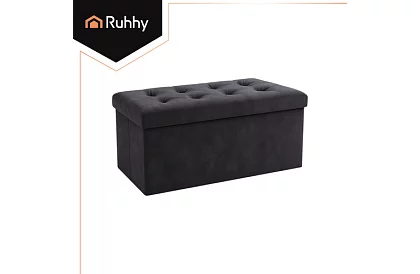 Sametový skladací úložný taburet 76 × 38 × 38 cm – šedý