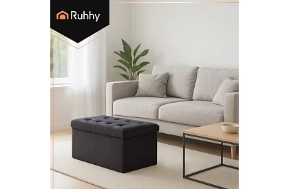 Sametový skladací úložný taburet 76 × 38 × 38 cm – šedý