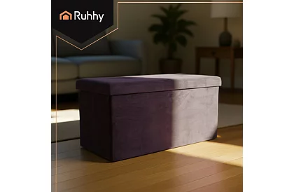 Sametový skladací úložný taburet 76 × 38 × 38 cm – šedý