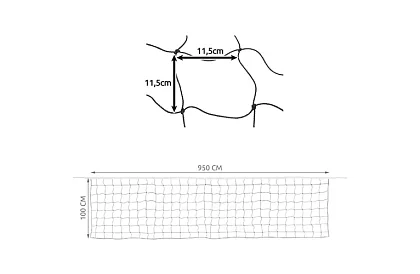 Sieť na plážový volejbal 9,5x1m – volejbal, badminton, tenis