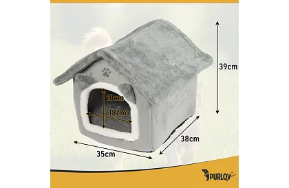 Kočičí pelíšek – bouda so strieškou na zips 39 × 38 × 35 cm