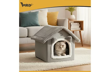 Kočičí pelíšek – bouda so strieškou na zips 39 × 38 × 35 cm