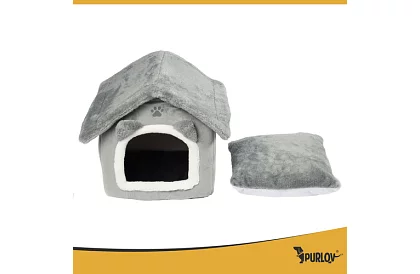 Kočičí pelíšek – bouda so strieškou na zips 39 × 38 × 35 cm