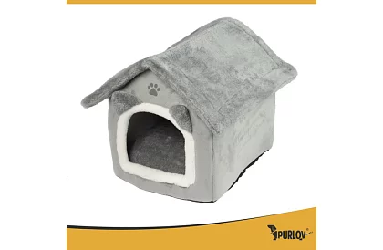 Kočičí pelíšek – bouda so strieškou na zips 39 × 38 × 35 cm