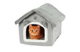 Kočičí pelíšek – bouda so strieškou na zips 39 × 38 × 35 cm