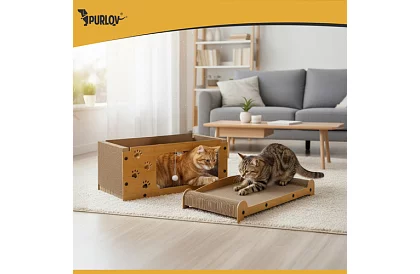 Škrabadlo a bouda pre mačky 3 v 1 – 29 × 55 × 29 cm