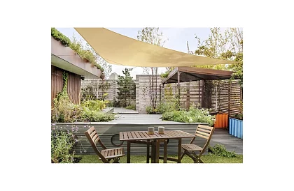 Stínící slnečná plachta trojuholník 3 × 3 × 3 m – béžová