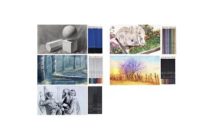 XXL Profesionálny set na skicovanie – 74 dielov v puzdre