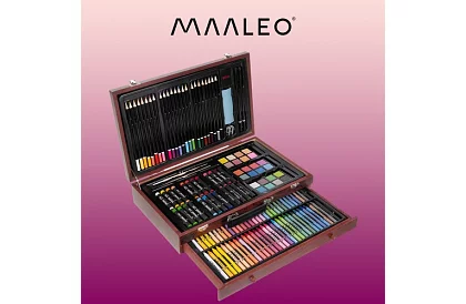 Sada na kreslenie v drevenej kufríku - 148 dielov