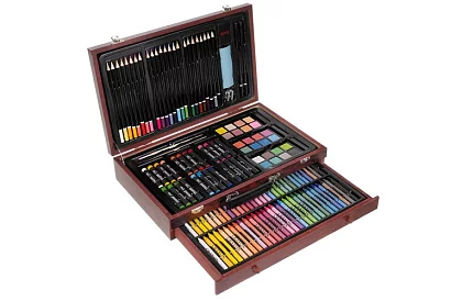 Sada na kreslenie v drevenej kufríku - 148 dielov