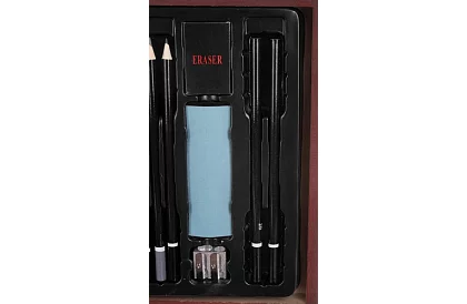 Sada na kreslenie v drevenej kufríku - 148 dielov