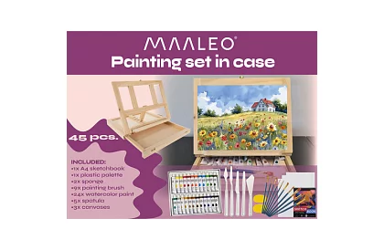 Umělecká maliarska súprava 45 kusov v drevenej schránke so stojanom