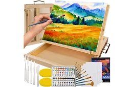 Umělecká maliarska súprava 45 kusov v drevenej schránke so stojanom
