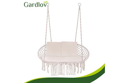 Záhradná dvojmiestna hojdačka s vankúšmi - do 300 kg