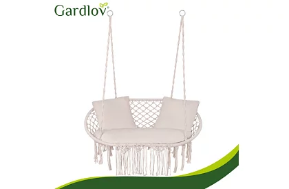 Záhradná dvojmiestna hojdačka s vankúšmi - do 300 kg