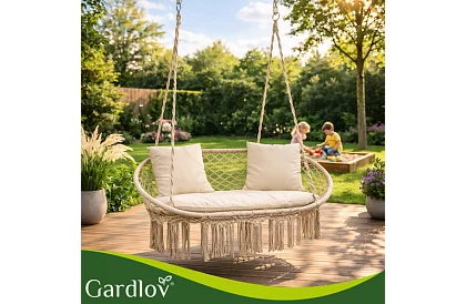 Záhradná dvojmiestna hojdačka s vankúšmi - do 300 kg