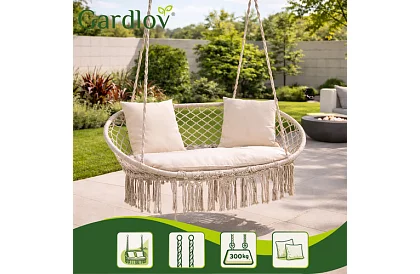 Záhradná dvojmiestna hojdačka s vankúšmi - do 300 kg