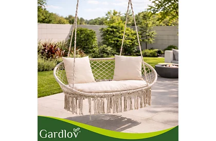 Záhradná dvojmiestna hojdačka s vankúšmi - do 300 kg