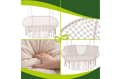 Záhradná dvojmiestna hojdačka s vankúšmi - do 300 kg