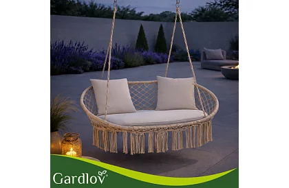 Záhradná dvojmiestna hojdačka s vankúšmi - do 300 kg