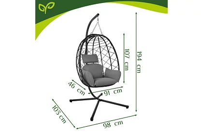 Záhradná hojdačka s vankúšom – závesné kreslo do 150 kg