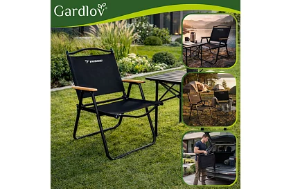 Záhradné skladacie kreslo čierne – nosnosť 120 kg