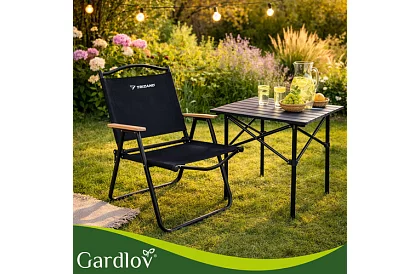 Záhradné skladacie kreslo čierne – nosnosť 120 kg