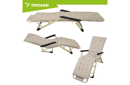 Skladacie záhradné ležadlo 3 v1 s vankúšom - béžové